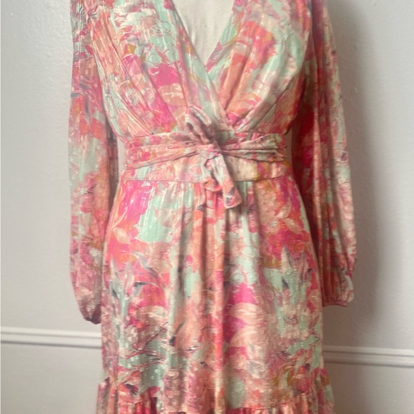 Alex Marie Pink Long Sleeve V-Neck Sundress - Picture 12 of 12